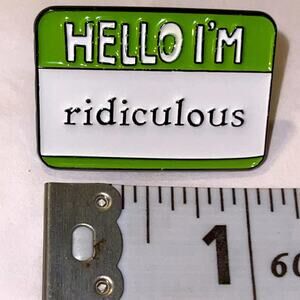 Hello I’m Ridiculous Name Tag Pin Brooch
